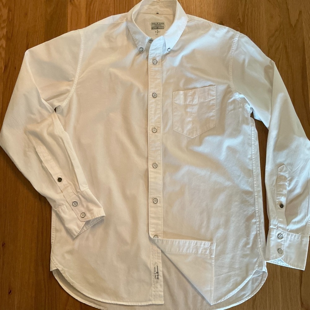 Rag & Bone Shirt Mens Small White Button Down Standard Issue Cotton Minimal